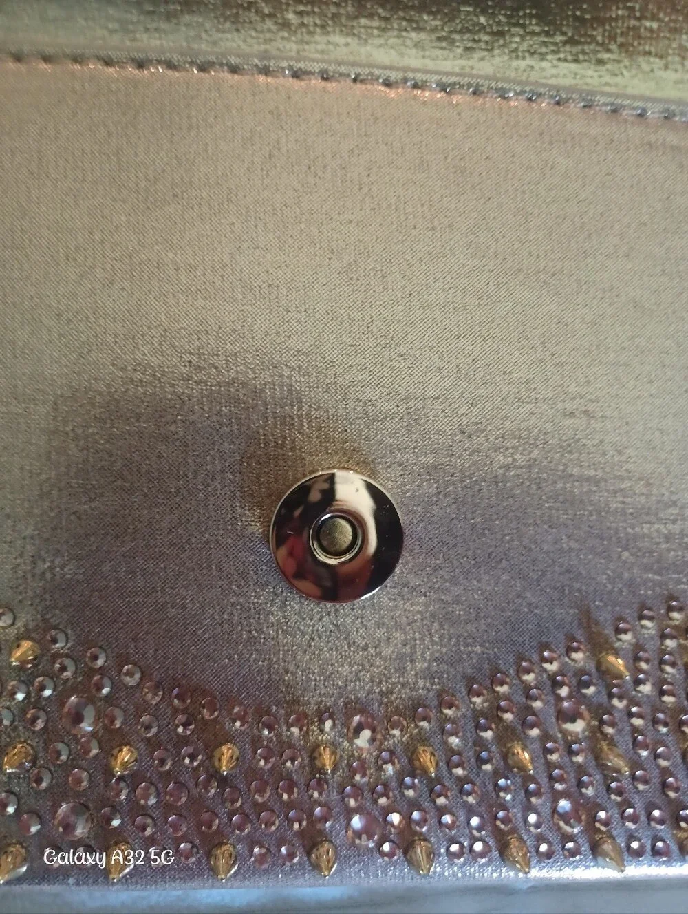 Steve Madden Metallic Rose Gold Rhinestone Studded Envelope Clutch Chain Strap